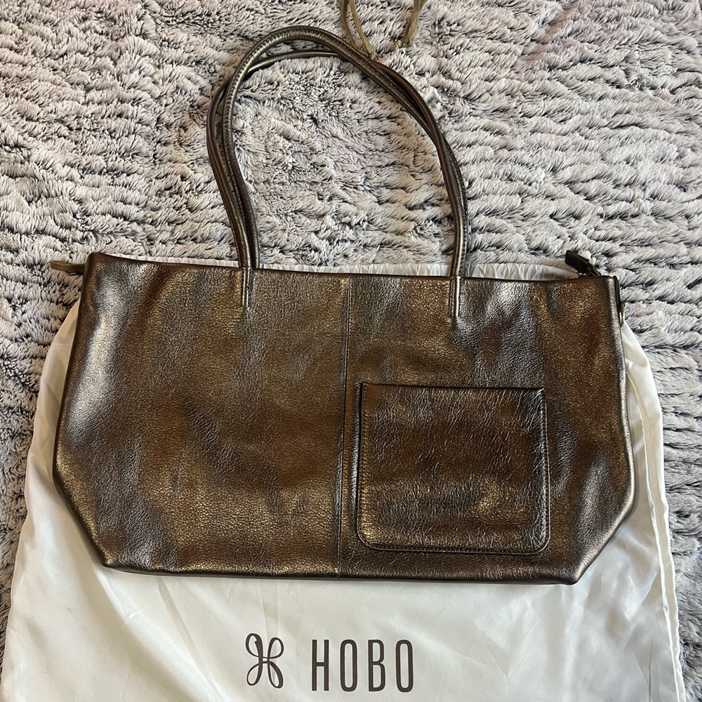 Hobo Bronze Leather Tote Bag